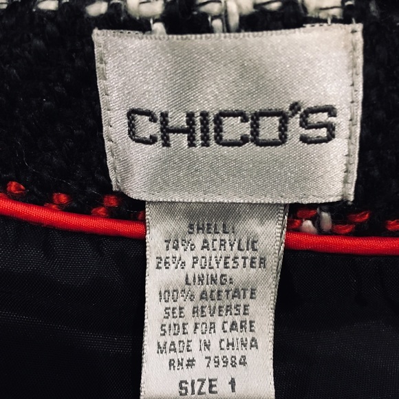 Chico’s Black/Red/White Plaid Lined Coat Size 1 (US Medium/8) - Picture 9 of 16